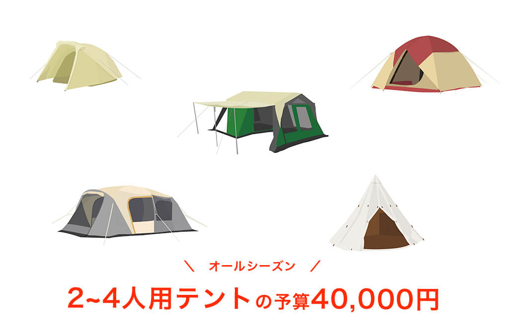 【オールシーズン】予算40,000円以内の2~4人用テント